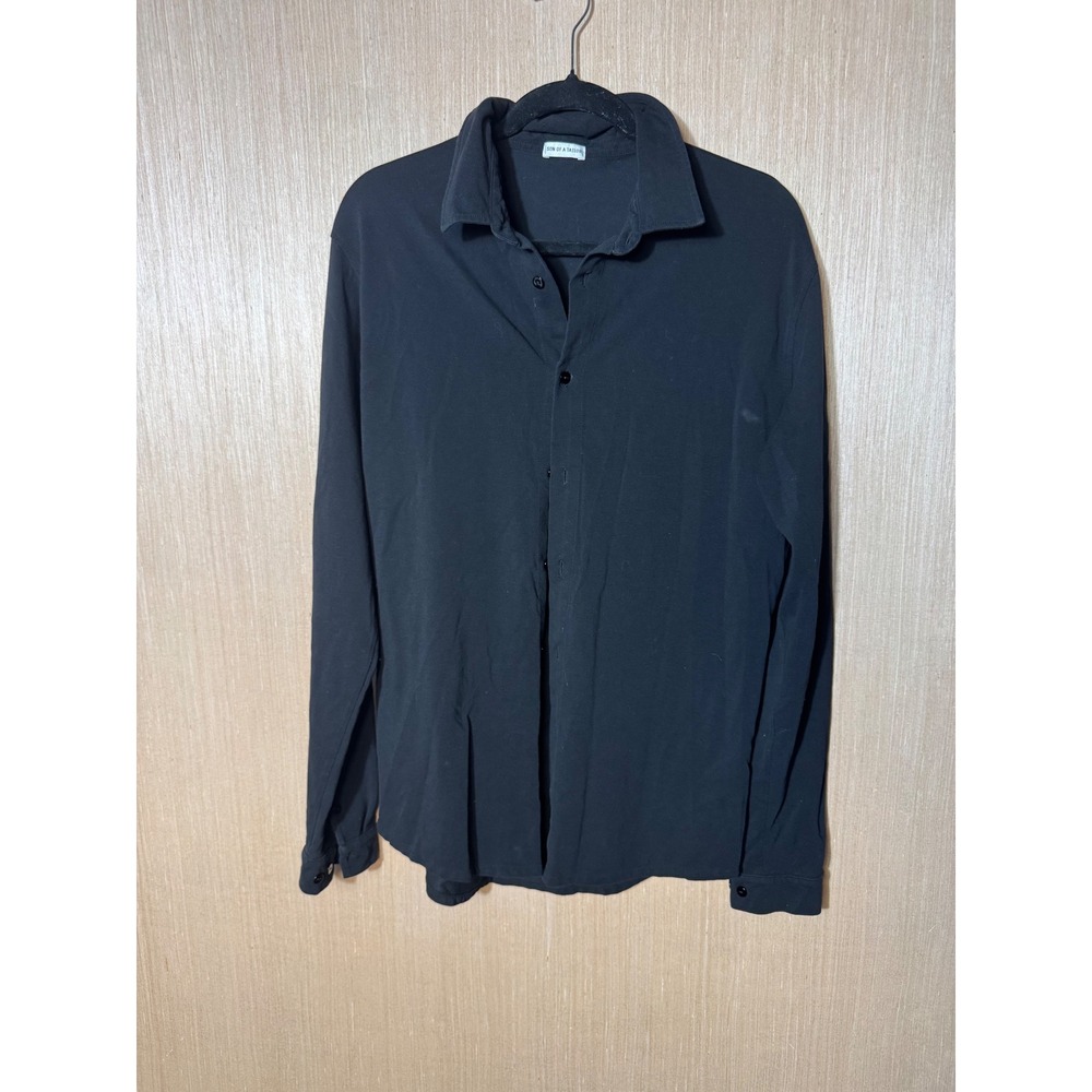 Son of a Tailor Black 100% Supima Cotton Pique Long Sleeve Button Down Shirt